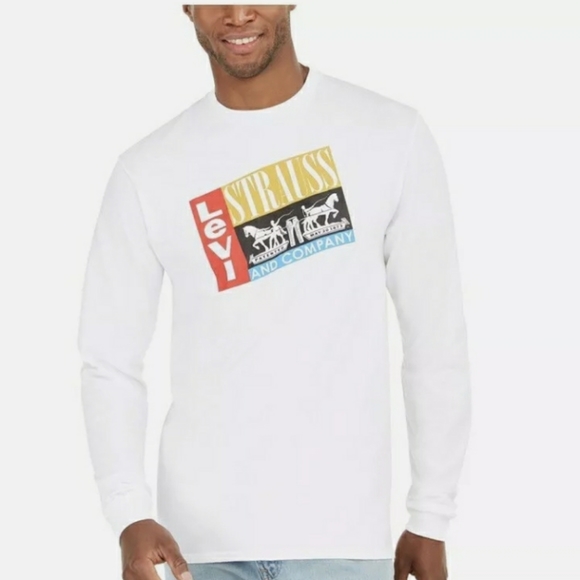 Levi's Mens Pump It Up Logo Graphic Long Sleeve - Picture 1 of 6